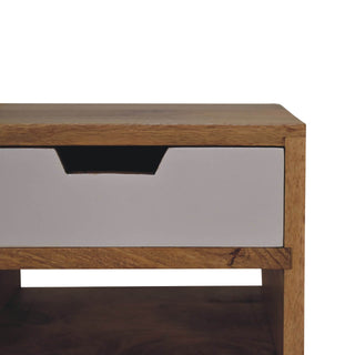 Mango Wood Gradient Narrow Bedside Table with Cut-Out Design
