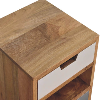 Mango Wood Gradient Narrow Bedside Table with Cut-Out Design