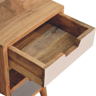 Mango Wood Gradient Narrow Bedside Table with Cut-Out Design