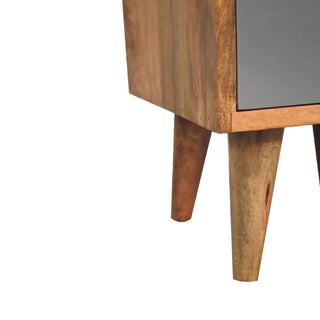 Mango Wood Gradient Narrow Bedside Table with Cut-Out Design
