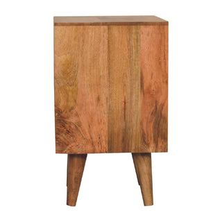 Mango Wood Gradient Narrow Bedside Table with Cut-Out Design