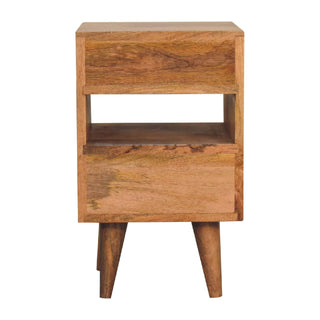 Mango Wood Gradient Narrow Bedside Table with Cut-Out Design