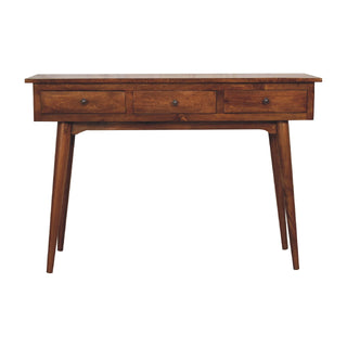 Nordic 3 Drawer Console Table, Chestnut Finish