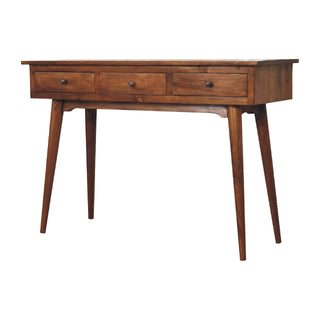 Nordic 3 Drawer Console Table, Chestnut Finish