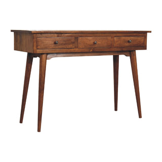 Nordic 3 Drawer Console Table, Chestnut Finish