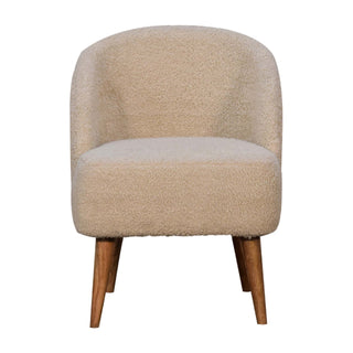 Bouclé Tub Chair, Mango Wood Frame