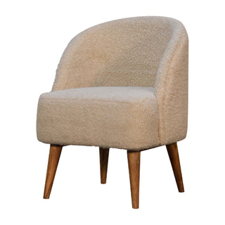 Bouclé Tub Chair, Mango Wood Frame