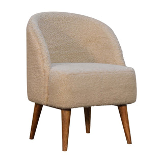 Bouclé Tub Chair, Mango Wood Frame