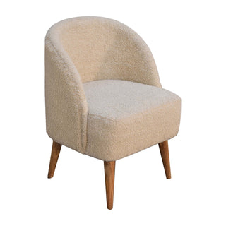 Bouclé Tub Chair, Mango Wood Frame
