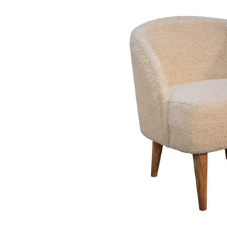 Bouclé Tub Chair, Mango Wood Frame
