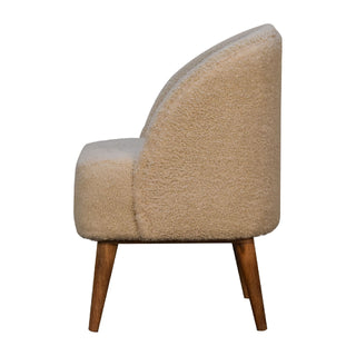 Bouclé Tub Chair, Mango Wood Frame