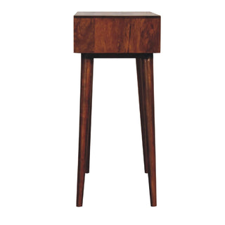 Mango Wood Narrow Dressing Table with Foldable Mirror, Chestnut Finish