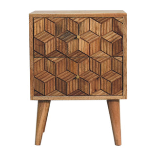 Cubana 2 Drawer Bedside Table, Mango Wood in Oak Finish