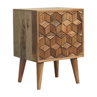 Cubana 2 Drawer Bedside Table, Mango Wood in Oak Finish
