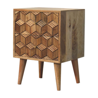 Cubana 2 Drawer Bedside Table, Mango Wood in Oak Finish