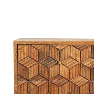 Cubana 2 Drawer Bedside Table, Mango Wood in Oak Finish