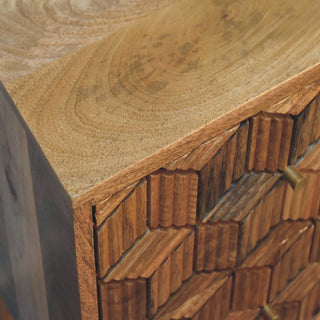 Cubana 2 Drawer Bedside Table, Mango Wood in Oak Finish