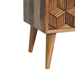 Cubana 2 Drawer Bedside Table, Mango Wood in Oak Finish