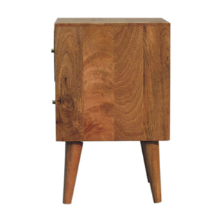 Cubana 2 Drawer Bedside Table, Mango Wood in Oak Finish