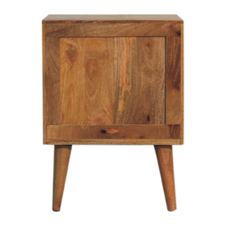 Cubana 2 Drawer Bedside Table, Mango Wood in Oak Finish