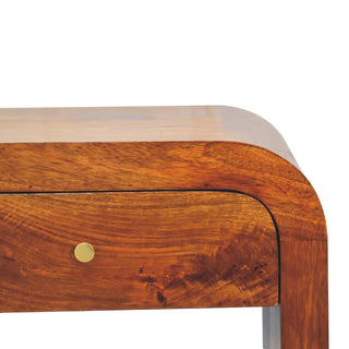 Darcy Rounded Corners TV Stand with 2 Drawers, Chestnut Finish