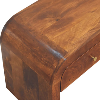 Darcy Rounded Corners TV Stand with 2 Drawers, Chestnut Finish