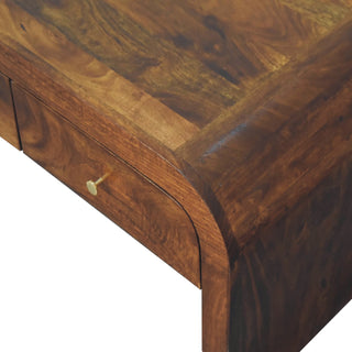 Darcy Round Design Coffee Table with 2 Drawers in Chestnut Finish
