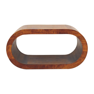 Round Open-Frame Coffee Table - Mango Wood, Chestnut Finish