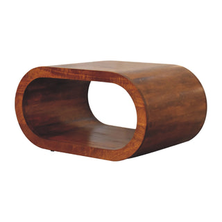 Round Open-Frame Coffee Table - Mango Wood, Chestnut Finish