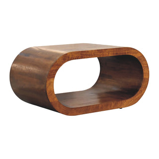 Round Open-Frame Coffee Table - Mango Wood, Chestnut Finish