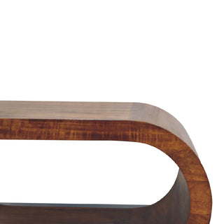 Round Open-Frame Coffee Table - Mango Wood, Chestnut Finish