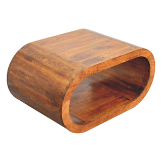 Round Open-Frame Coffee Table - Mango Wood, Chestnut Finish