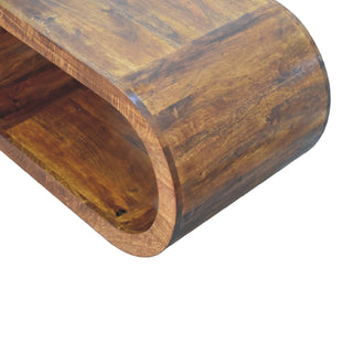 Round Open-Frame Coffee Table - Mango Wood, Chestnut Finish