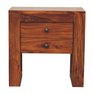 Sheesham Wood Bedside Table with 2 Drawers