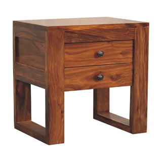 Sheesham Wood Bedside Table with 2 Drawers