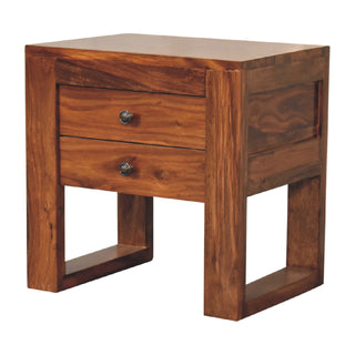 Sheesham Wood Bedside Table with 2 Drawers