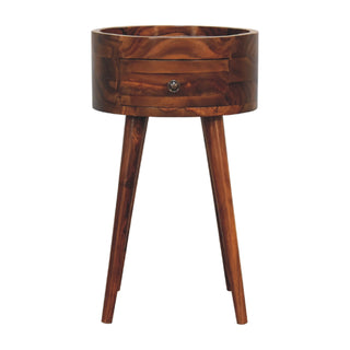 Alina 1-Drawer Honey Bedside Table in Mango Wood with Chestnut Finish