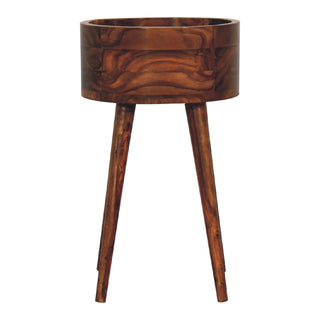 Alina 1-Drawer Honey Bedside Table in Mango Wood with Chestnut Finish