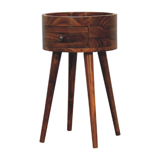 Alina 1-Drawer Honey Bedside Table in Mango Wood with Chestnut Finish