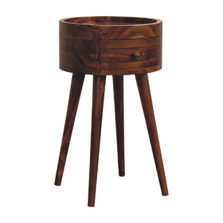 Alina 1-Drawer Honey Bedside Table in Mango Wood with Chestnut Finish