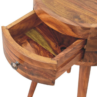 Alina 1-Drawer Honey Bedside Table in Mango Wood with Chestnut Finish