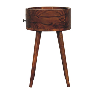 Alina 1-Drawer Honey Bedside Table in Mango Wood with Chestnut Finish