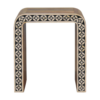 Edessa End Table with Bone Inlay and Mango Wood