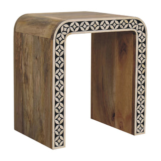 Edessa End Table with Bone Inlay and Mango Wood