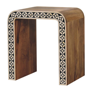 Edessa End Table with Bone Inlay and Mango Wood