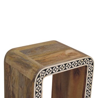 Edessa End Table with Bone Inlay and Mango Wood