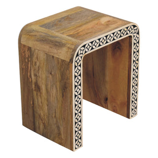 Edessa End Table with Bone Inlay and Mango Wood