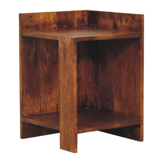 Open Frame Bedside Table, Chestnut Finish