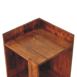 Open Frame Bedside Table, Chestnut Finish
