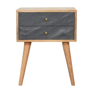 Slade Bedside Table 2-Drawer Grey Fronts